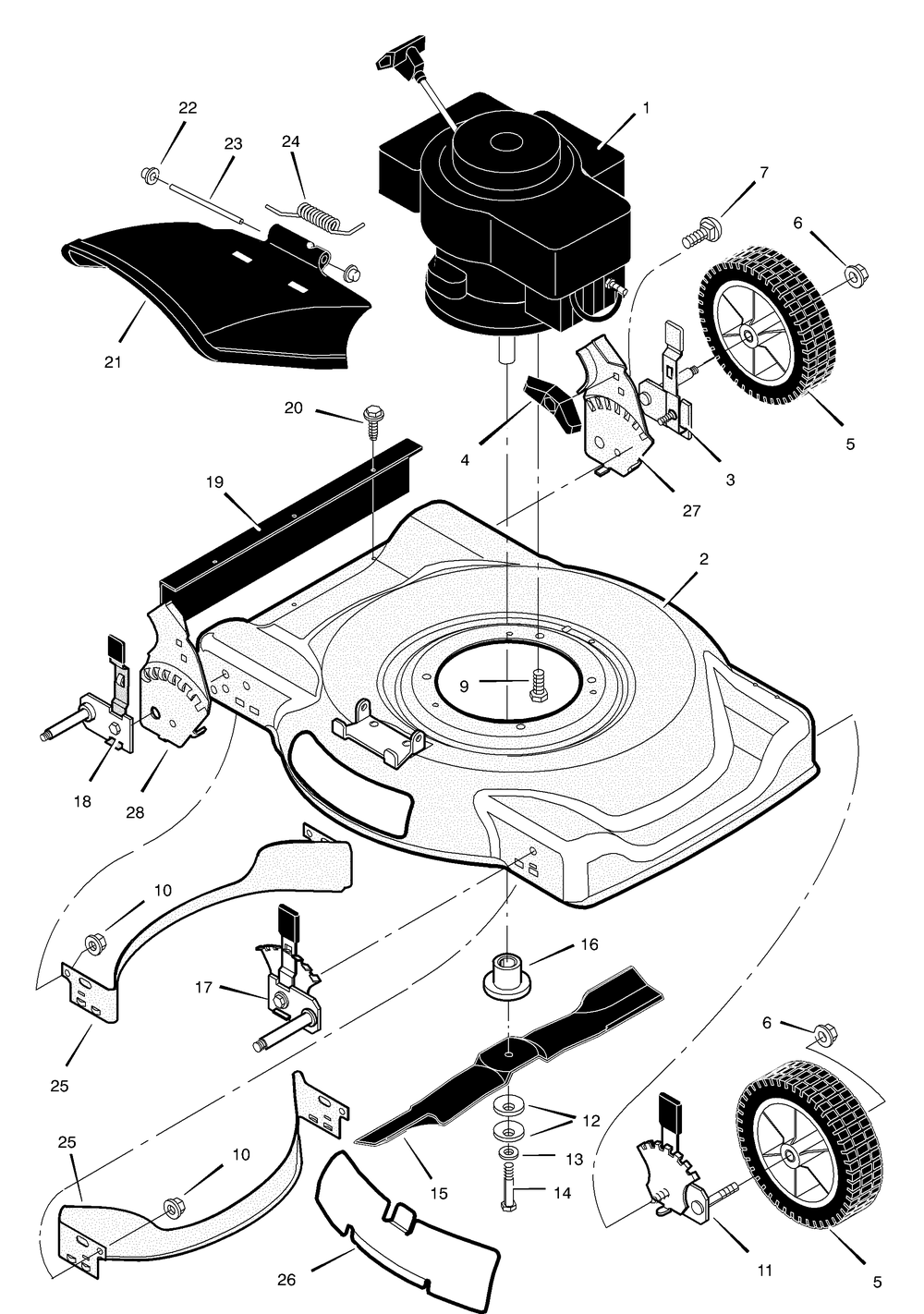 Mower Housing Assembly Diagram and Parts List for 224110X92A 2004 Briggs and Stratton Lawn Mower